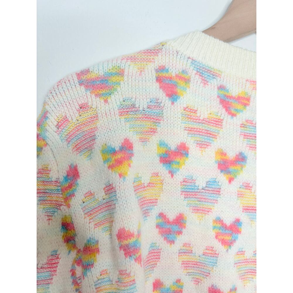 POL Heart Cardigan Sweater Large Button Detail Twee Barbiecore - Picture 10 of 11